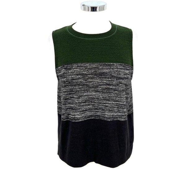 Rag & Bone Bowery Colorblock Sleeveless Knit Muscle Shirt Size Large Green Gray - Picture 1 of 11